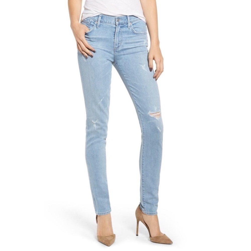 Agolde Sophie Ripped High Waisted Skinny Jeans in Gold Coast